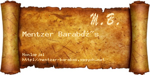 Mentzer Barabás névjegykártya